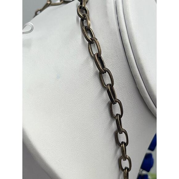 J. Crew Bright Blue Brûlée Faceted Bezel Set Collar Rhinestone Necklace - Picture 8 of 16